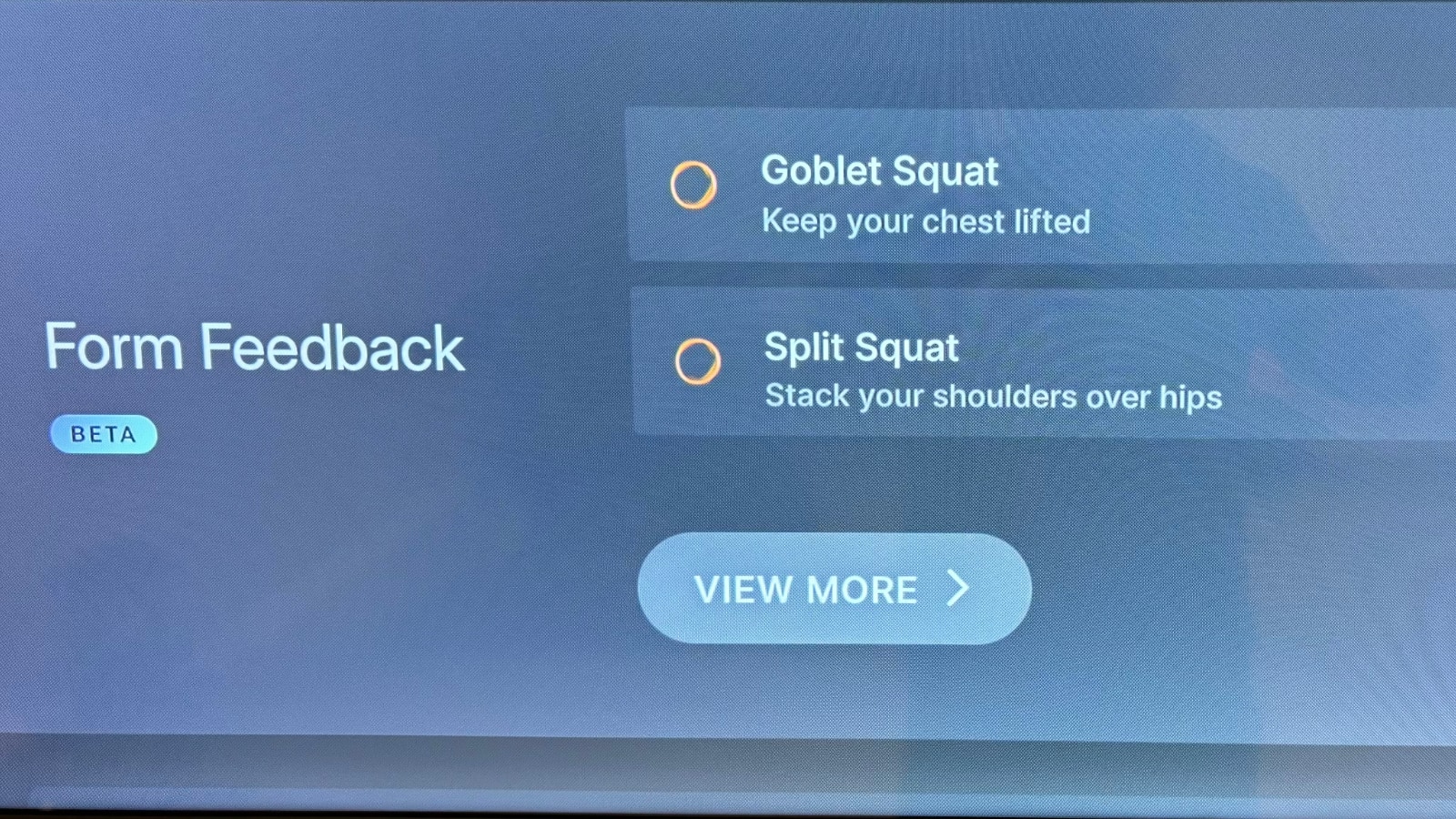 List of all movements that needed improvement from a workout using form feedback on Peloton Guide.
