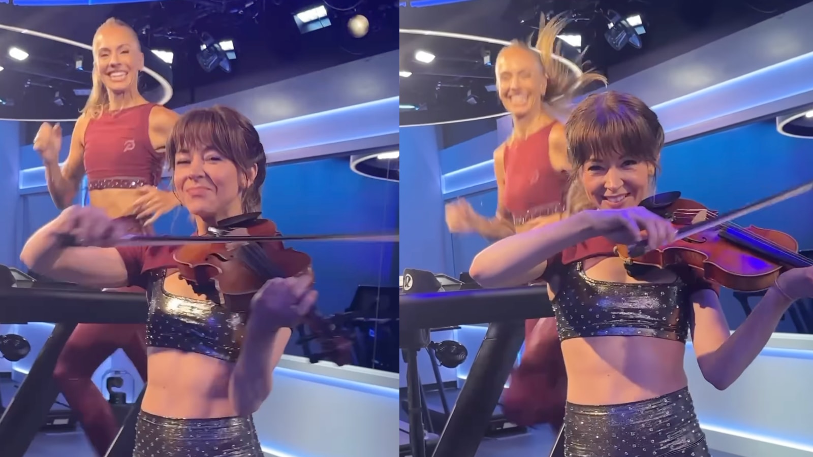 Social media teaser for the class. Lindsey did not play violin live during class, but did take run live. Image credit @PelotonStudios.