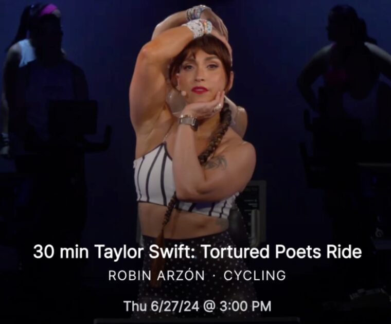 The Robin Arzon x Peloton Taylor Swift: Tortured Poets Department ride that was taught today.
