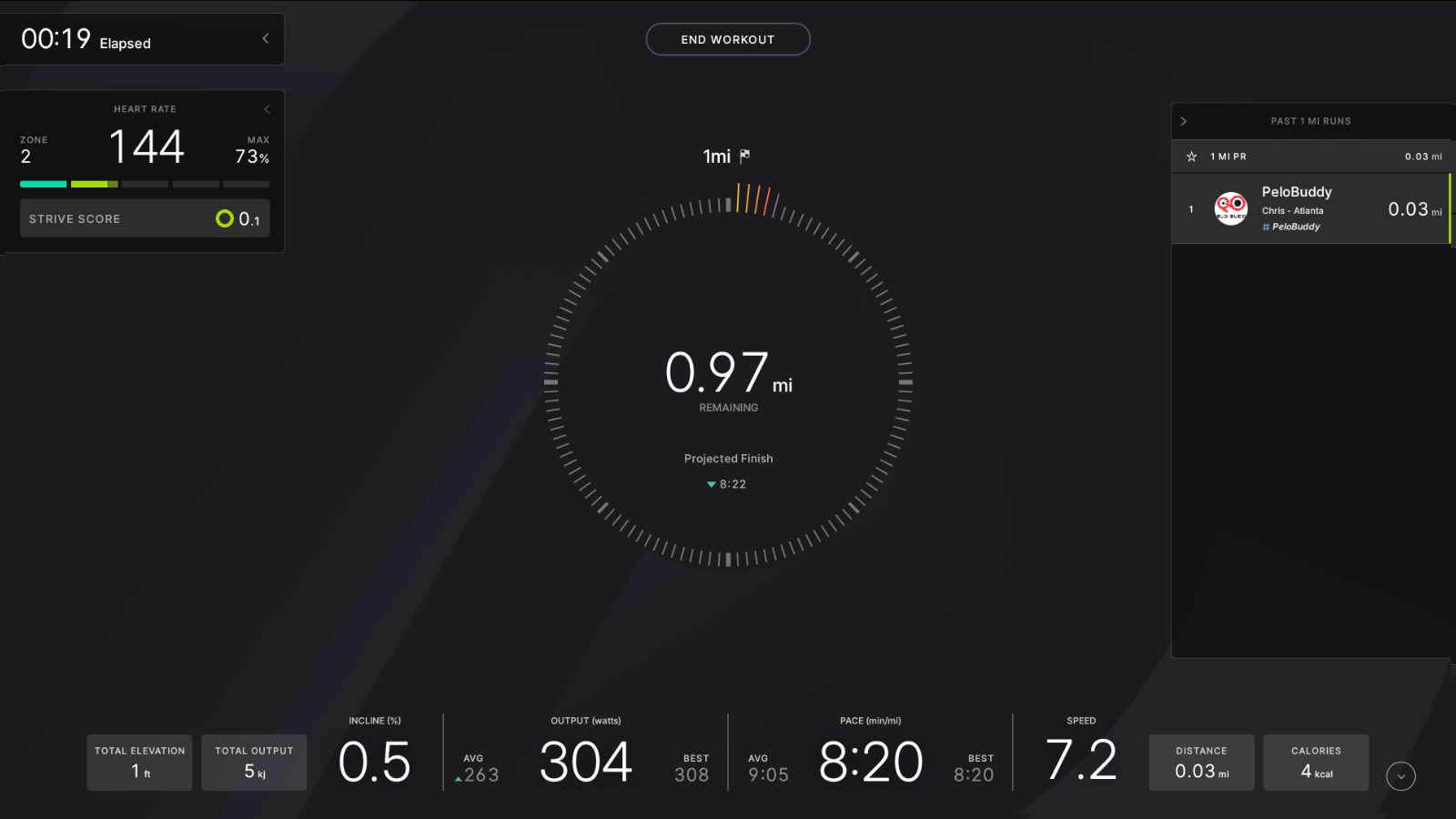 Data shown in a Peloton Tread running benchmark test.
