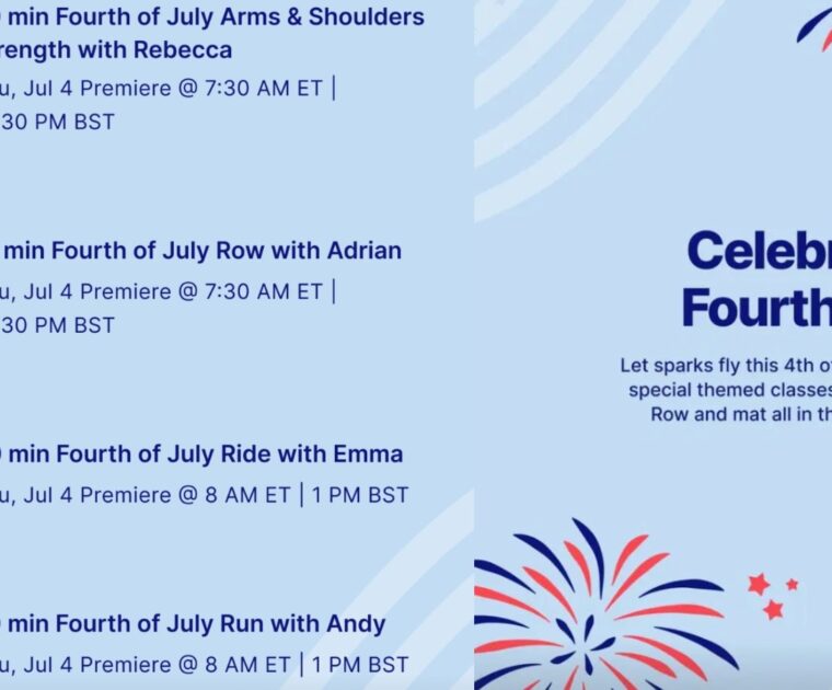 2024 Peloton Fourth of July classes.