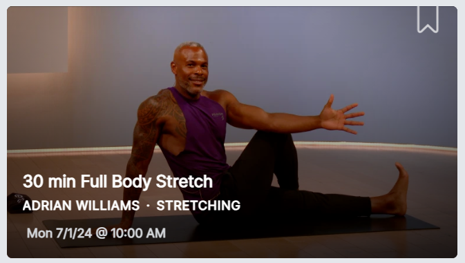 New Peloton 30 minute stretch is available from Adrian Williams