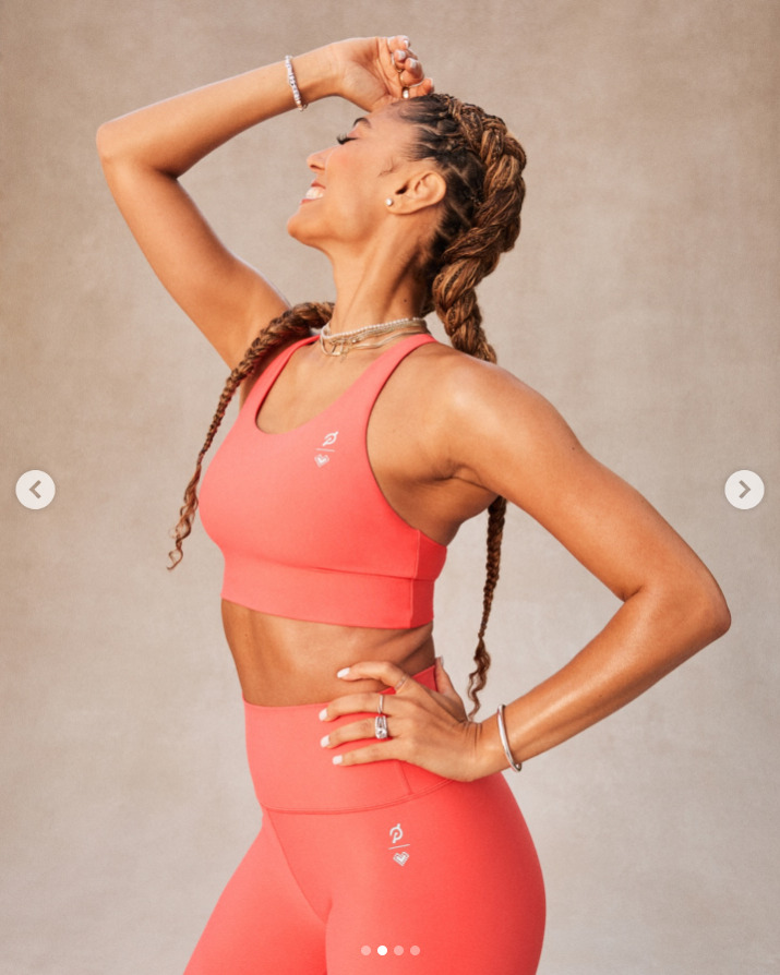 Peloton Apparel post featuring Ally Love modeling new collection items