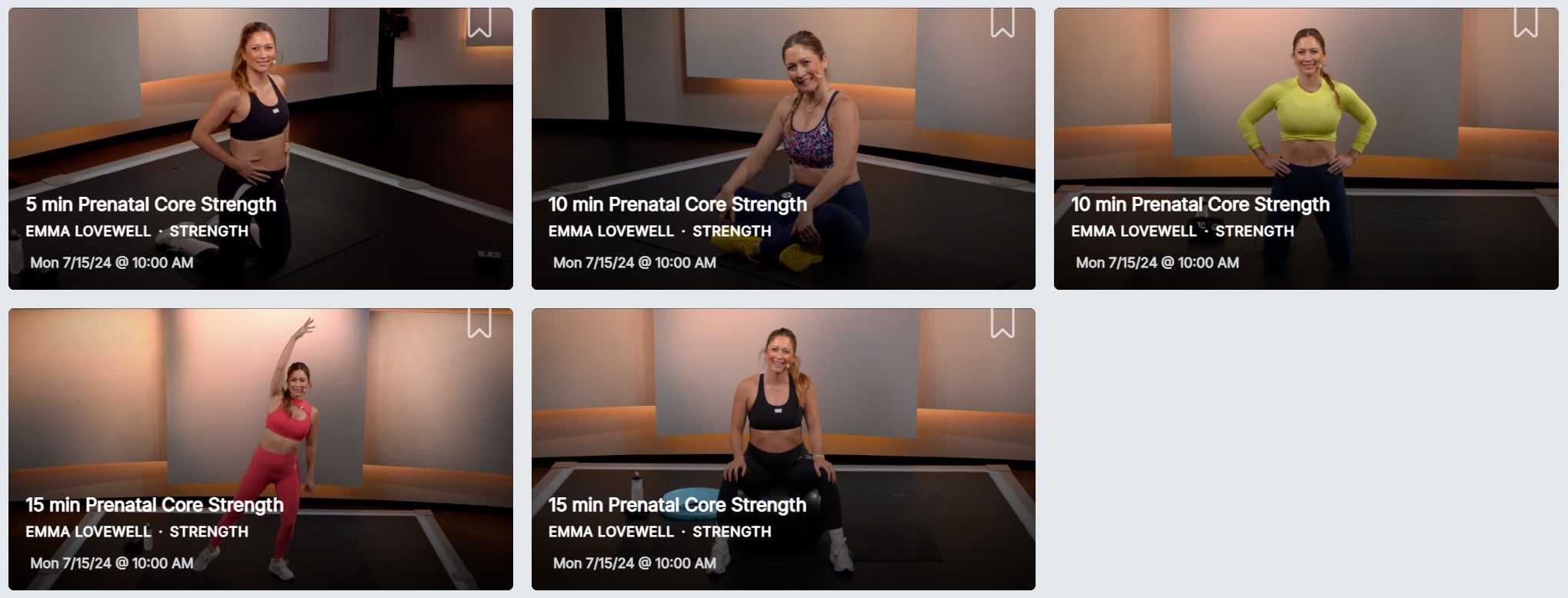 Five new prenatal core classes in Emma's "Cradle Your Core" collection
