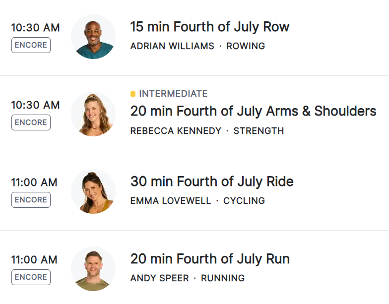 2024 Fourth of July class encore schedule