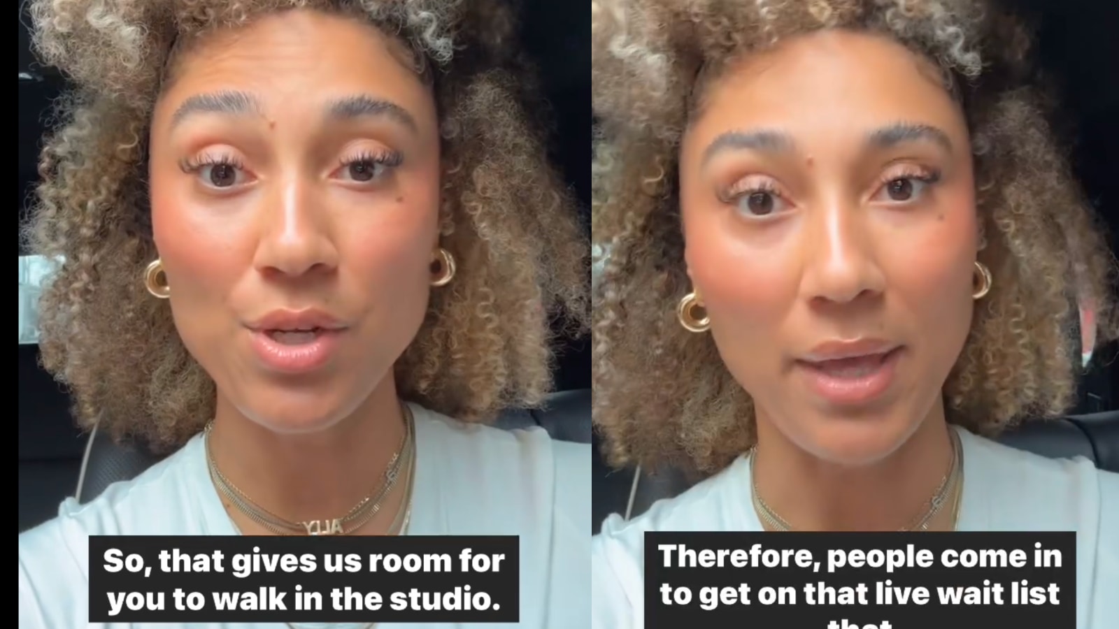 Ally Love's Instagram Stories explaining standby process.