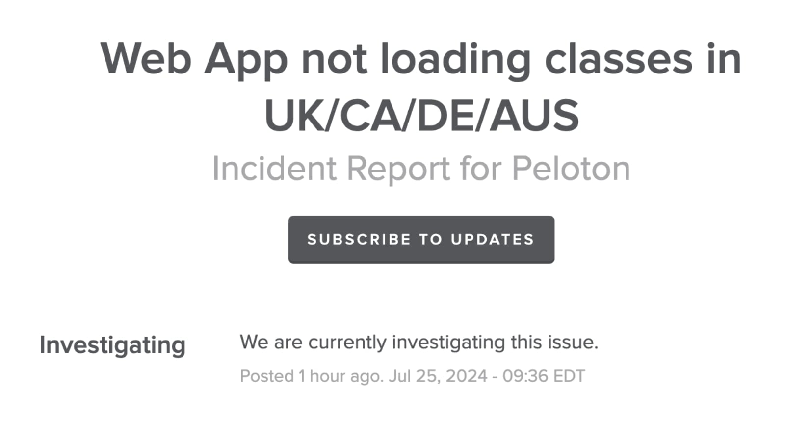 Bug with playing Peloton classes through a web browser.