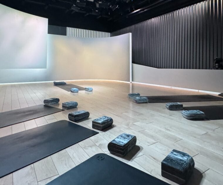 The yoga & meditation studio at Peloton Studios New York.