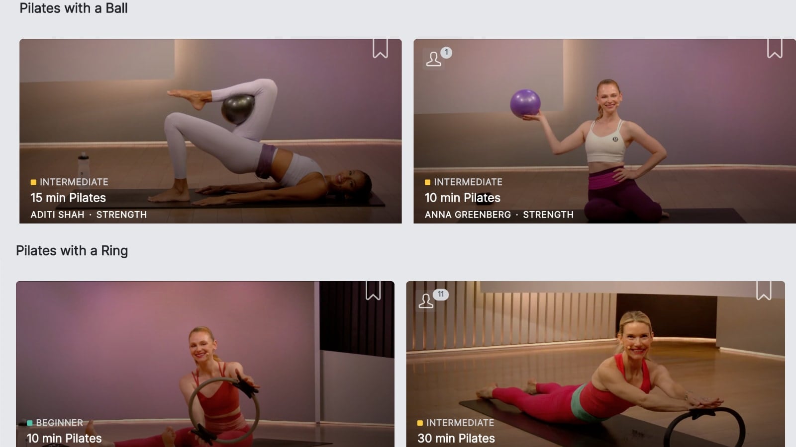 New "Pilates with Equipment" class collection on Peloton.