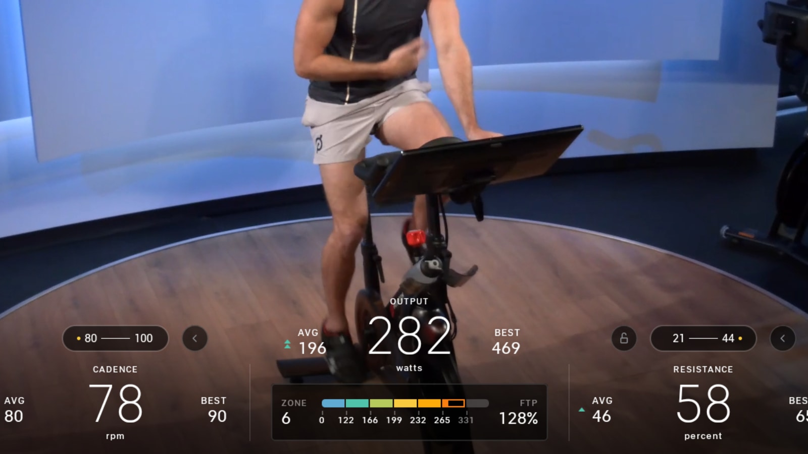 Target metrics on the Peloton Bike+.