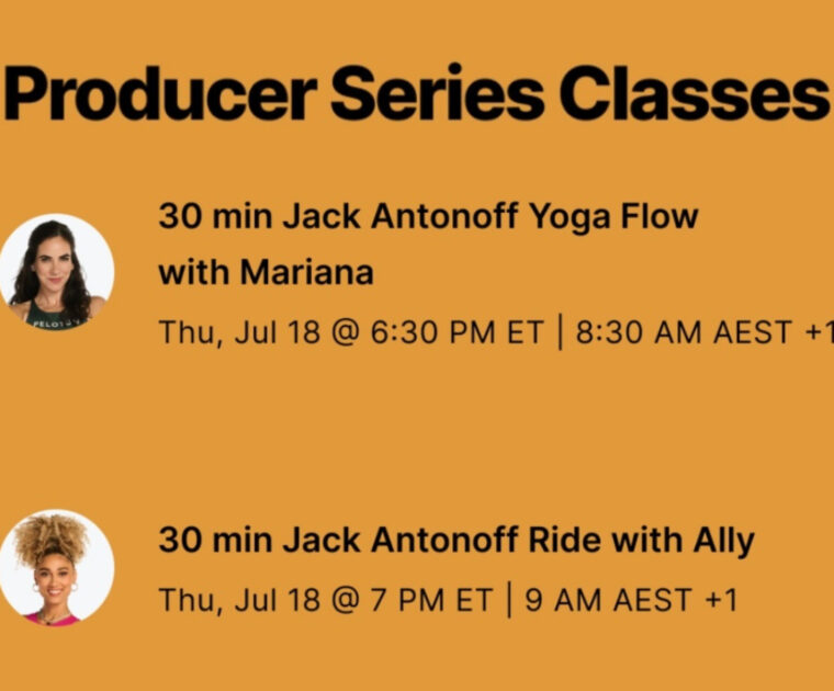 Peloton's Jack Antonoff Artist series class list. Image credit Peloton Social Media.