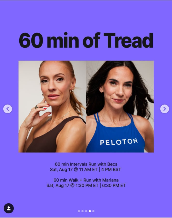 New 60 minute Intervals Run and Walk + Run this week. Image credit Peloton social media.