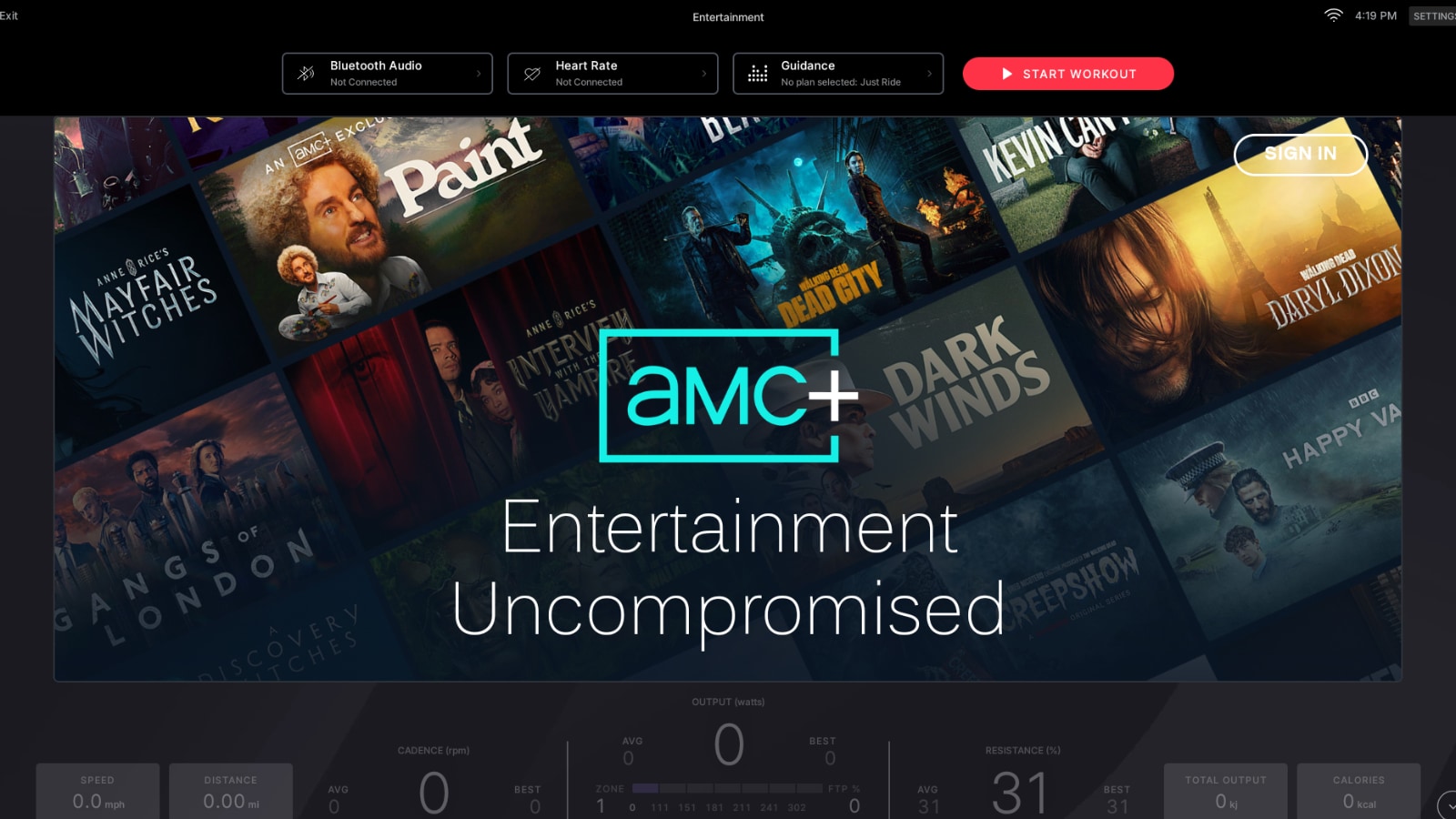 AMC+ on Peloton Entertainment.