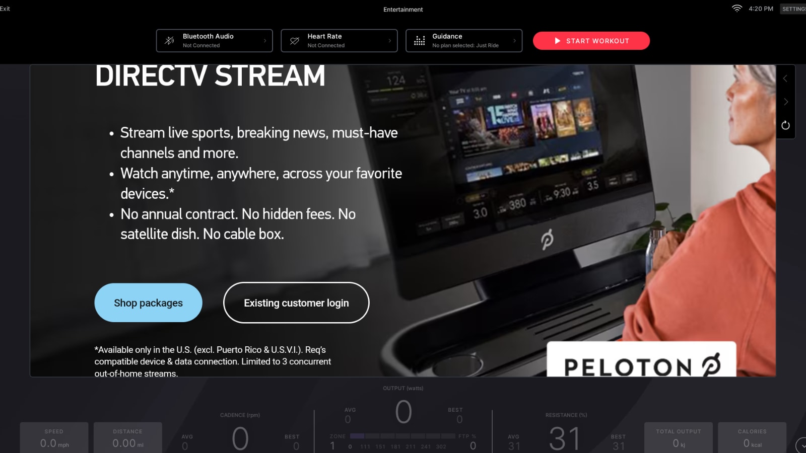 DirecTV on Peloton Entertainment.