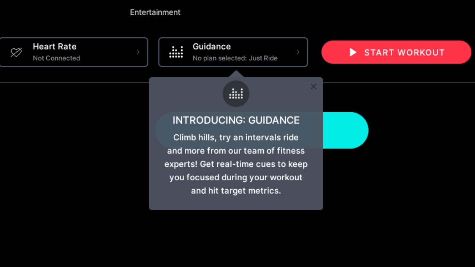 New "Just Guidance" feature on Peloton.