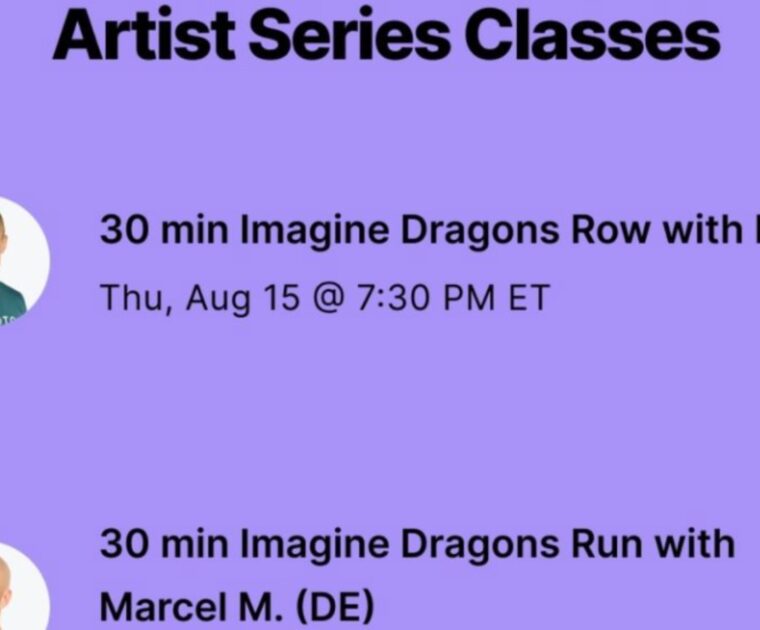 Peloton's Imagine Dragons artist series class list.