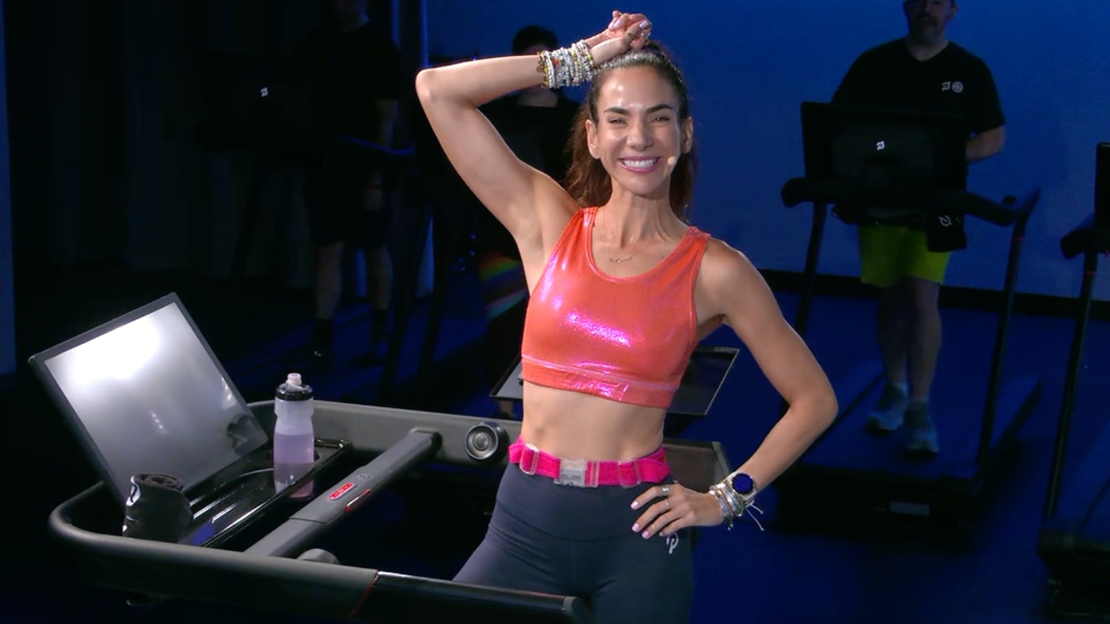 Mariana Fernandez teaching a running class on the Peloton Tread.