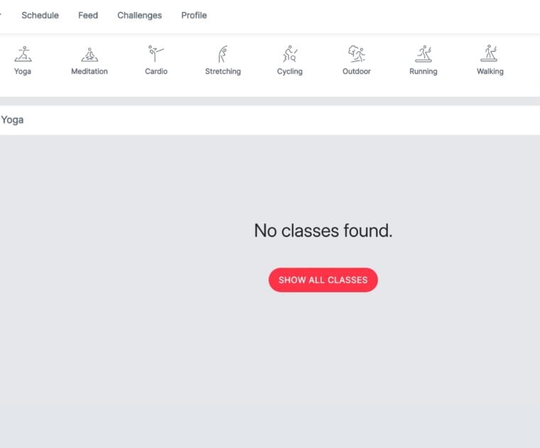 Peloton is down, and showing no classes available on August 5, 2024