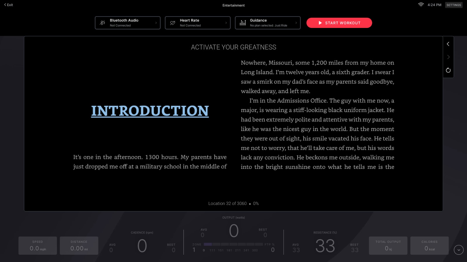 Reading a Kindle book on the Peloton Bike or Tread.