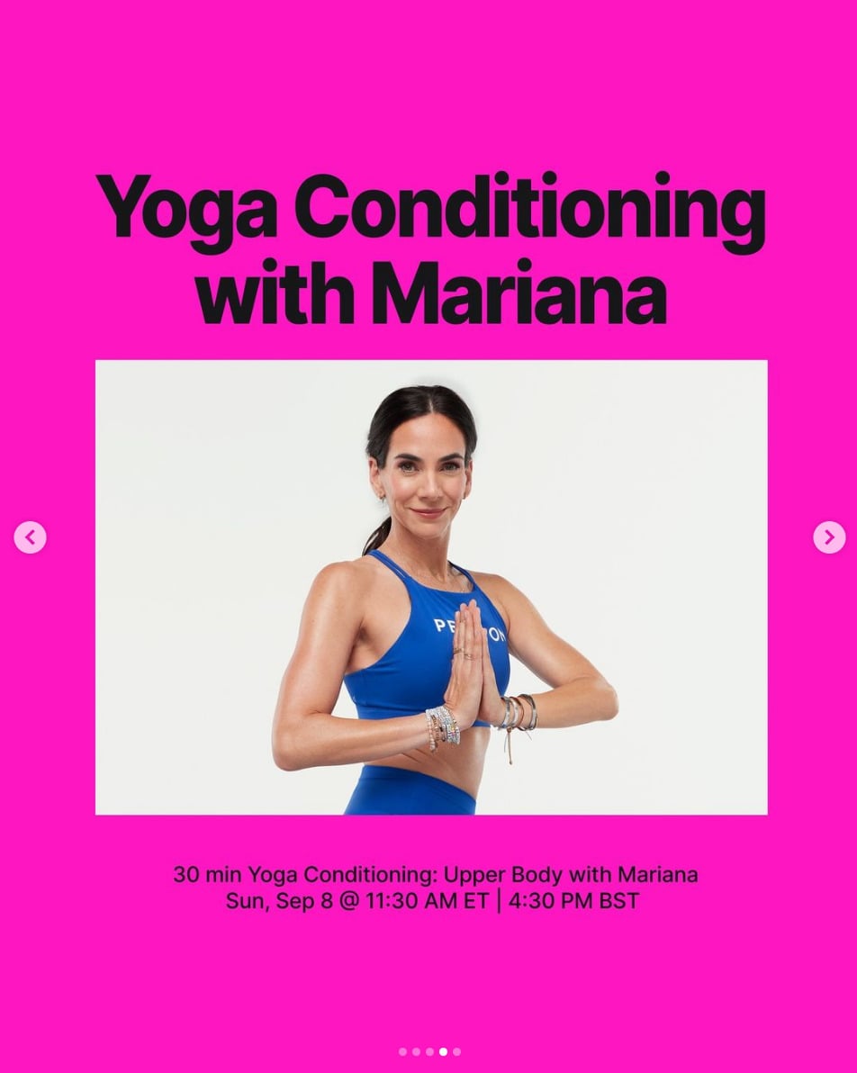New Yoga Conditioning with Mariana Fernández this week. Image credit Peloton social media.