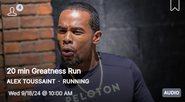 Alex Toussaint's newest 20 min. outdoor Greatness Run from September 18, 2024