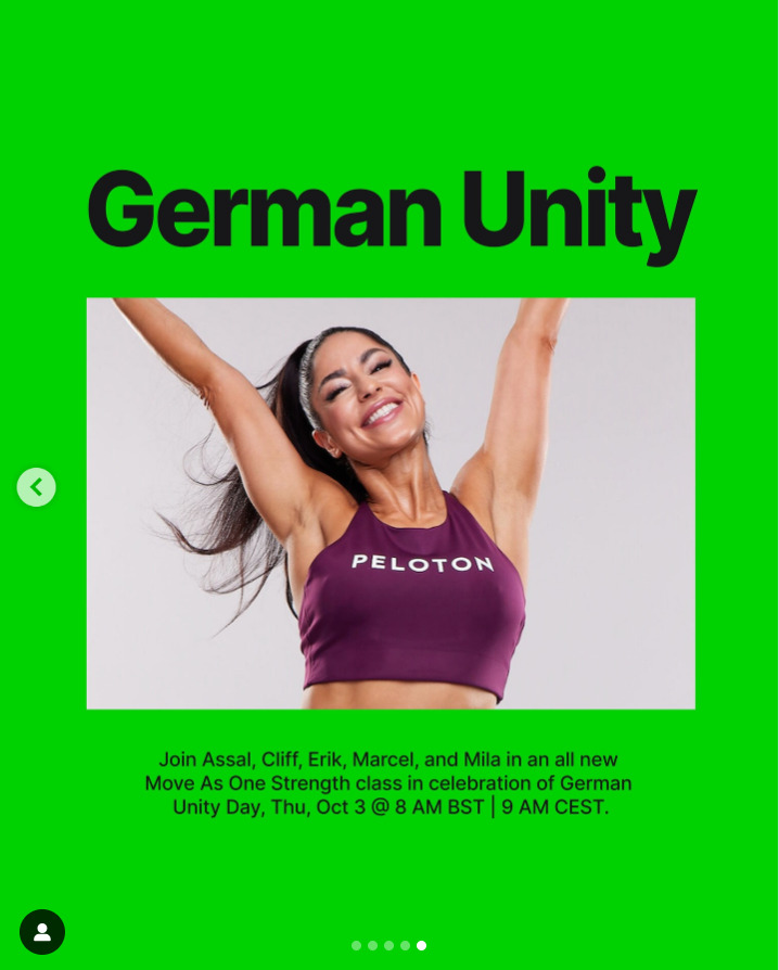Celebrate German Unity Day with Peloton in special 45 minute Strength class taught by multiple instructors on October 3