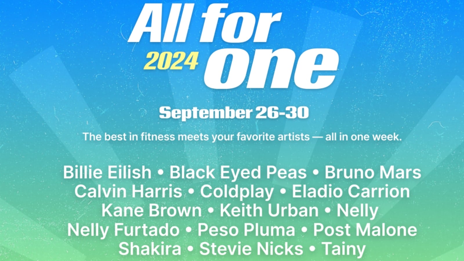 Lineup for Peloton All For One 2024 Music Fest. Image credit Peloton.