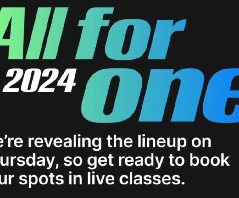 Cropped PelotonStudios Instagram post sharing details about All For One studio bookings date.