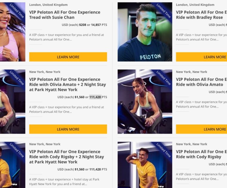 Hyatt's Peloton VIP class offers during All For One weekend.