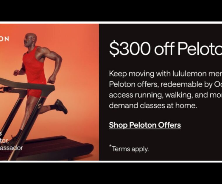 lululemon marketing email advertising Peloton hardware discount.
