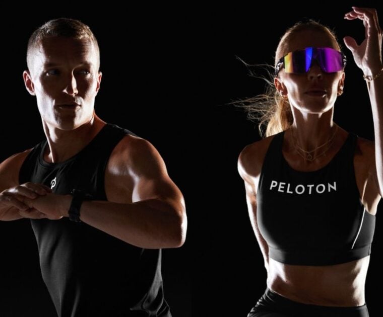 Matt Wilpers & Becs Gentry in Peloton Marathon apparel.