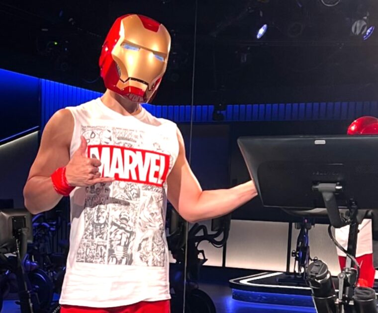 Sam Yo instagram Image about the music of marvel Peloton classes.