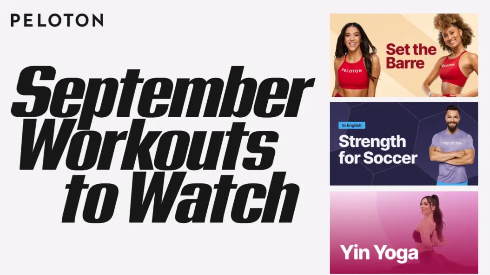 Peloton shared their monthly "Workouts to Watch" email with members for September 2024