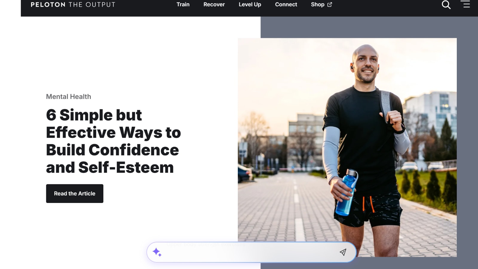 Peloton's new AI Chat Bot displays at bottom of desktop screen