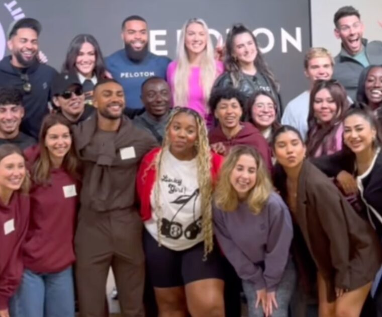 Partial group photo of the Peloton ambassador paid influencers. Image credit @OnePeloton.
