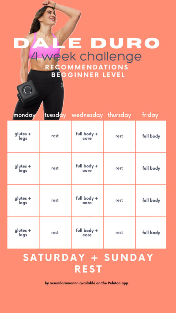 Camila Ramon tracker for the Dale Duro program (beginner).