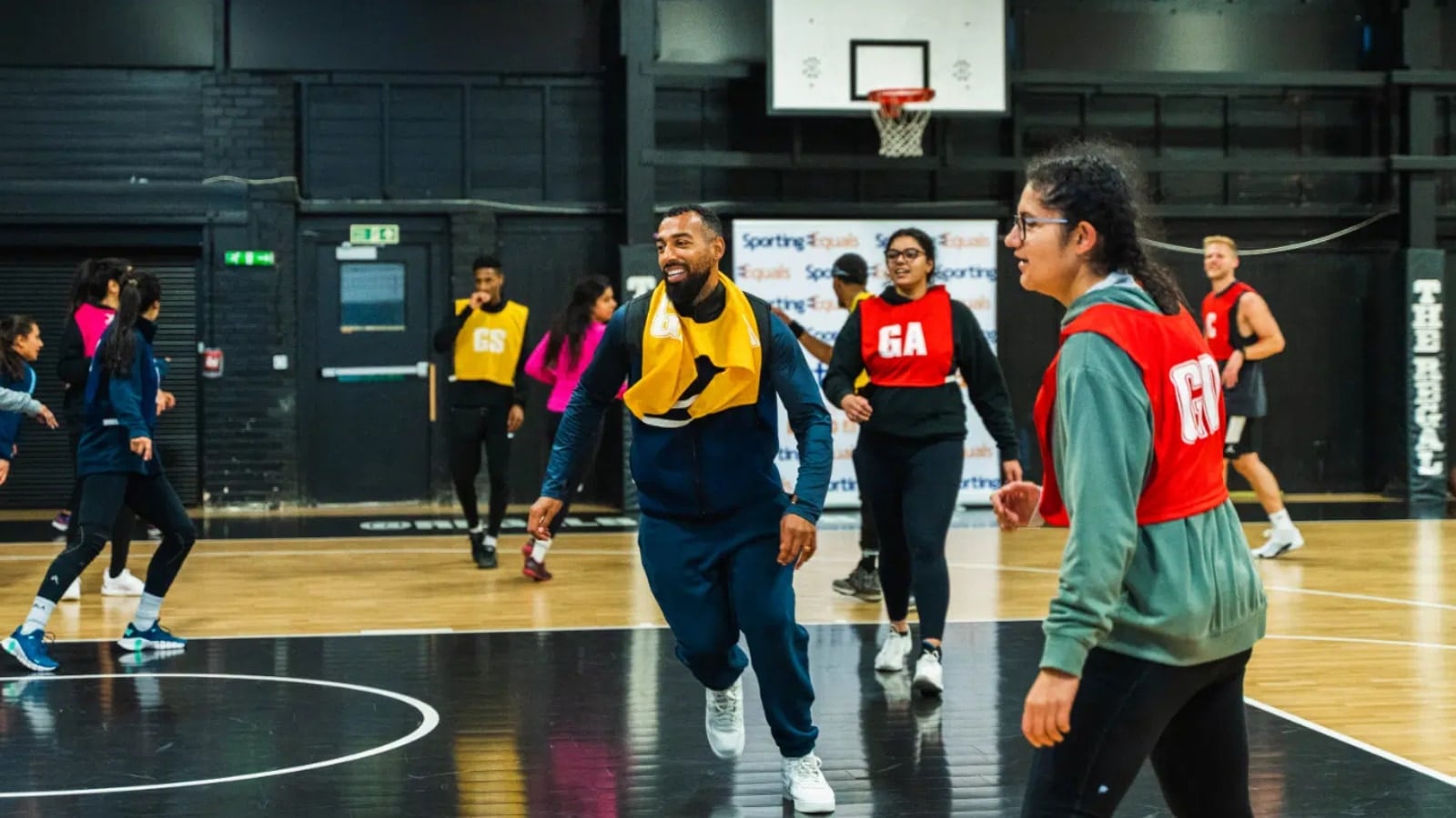 Peloton instructor Jermaine Johnson at an event with Sporting Equals, an organization that promotes ethnic diversity in sports throughout the UK