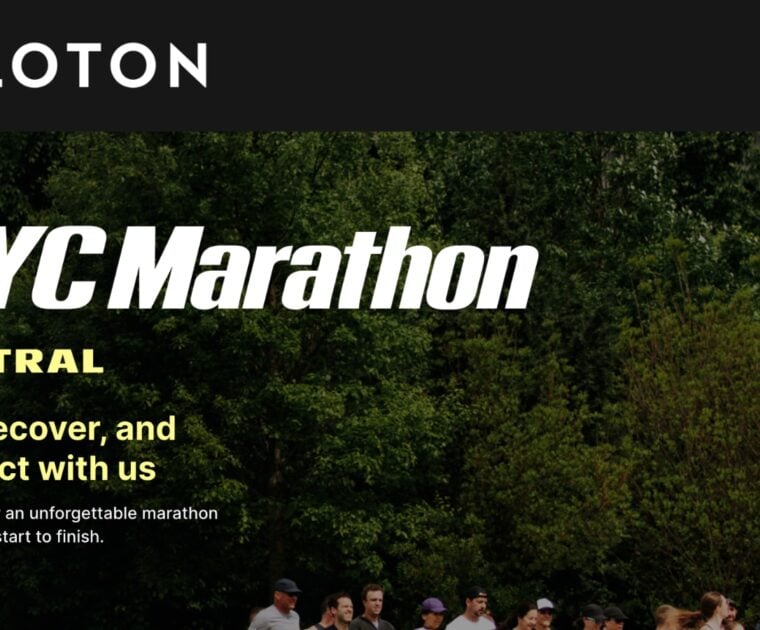 Peloton's NYC Marathon Event Page
