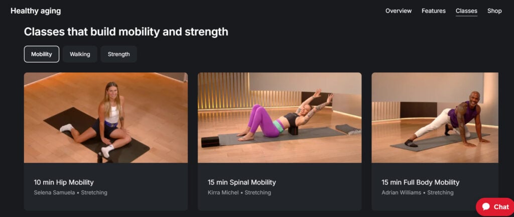 "Healthy Aging" page of "Find Your Power" tool.