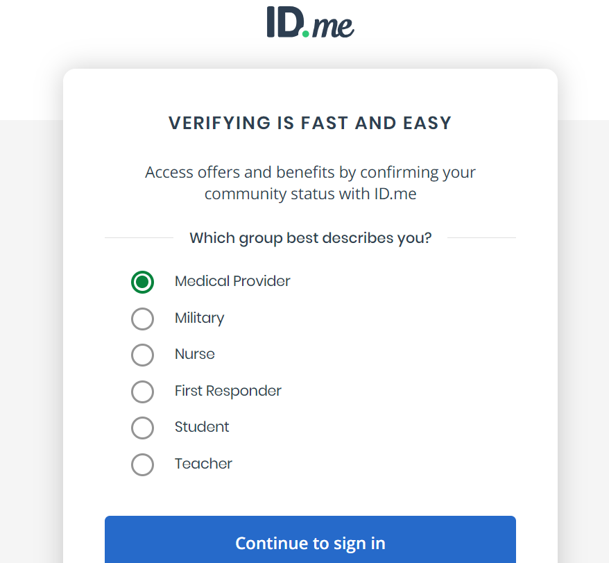 Peloton discount verification through ID.me.
