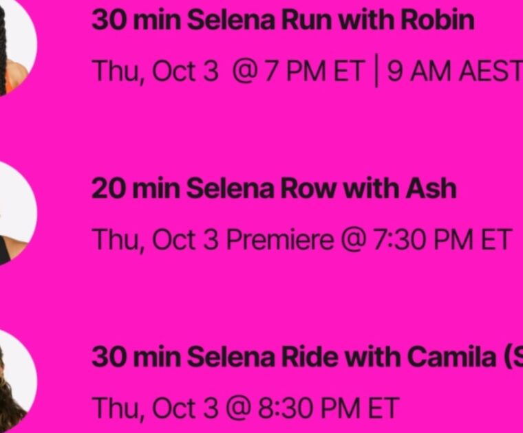 Peloton's Selena classes. Image credit Peloton social media.