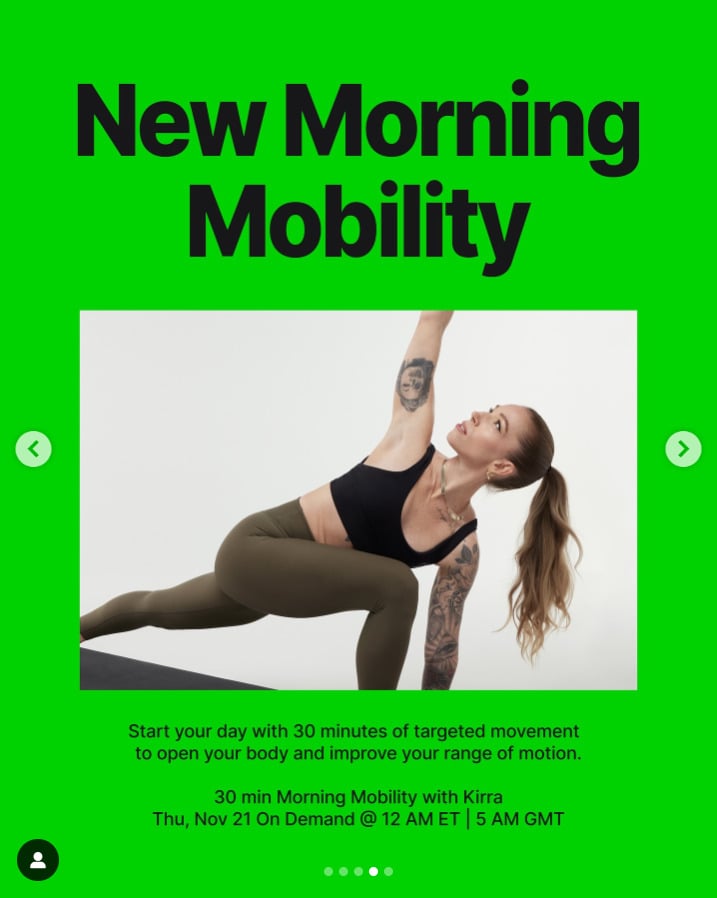 Kirra Michel will have new Morning Mobility class on demand this week. Image credit Peloton social media.