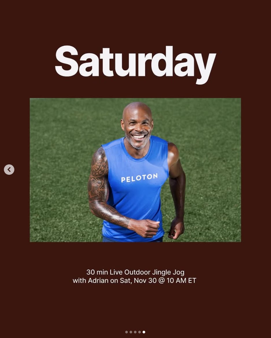 Adrian will teach second-ever live Outdoor Run this week. Image credit Peloton social media.