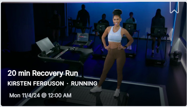 Class thumbnail for new 20 minute Recovery Run from November 4.