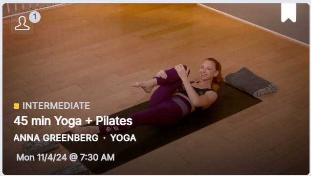 Class thumbnail for new 45 minute Yoga + Pilates from November 4.