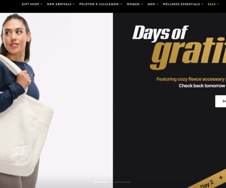 Peloton Apparel homepage Days of Gratitude sale