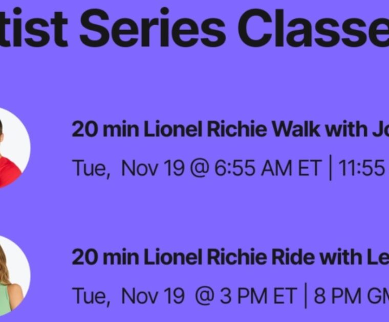 Peloton Lionel Richie classes. Image credit Peloton social media.