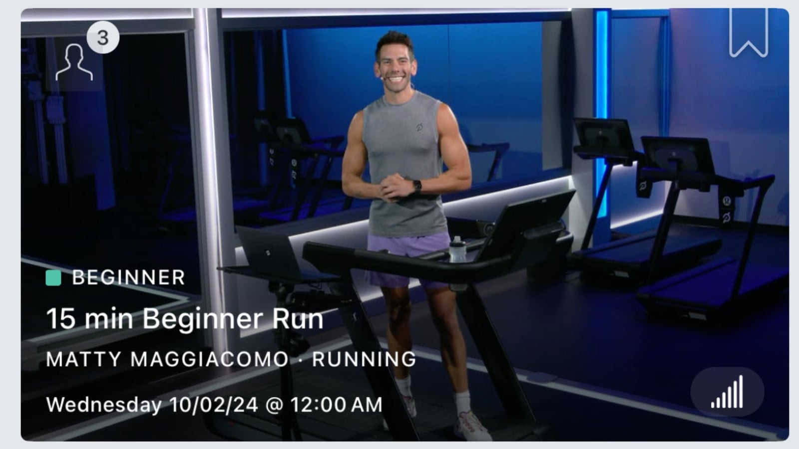 Pace targets icon on running class on Peloton digital app.