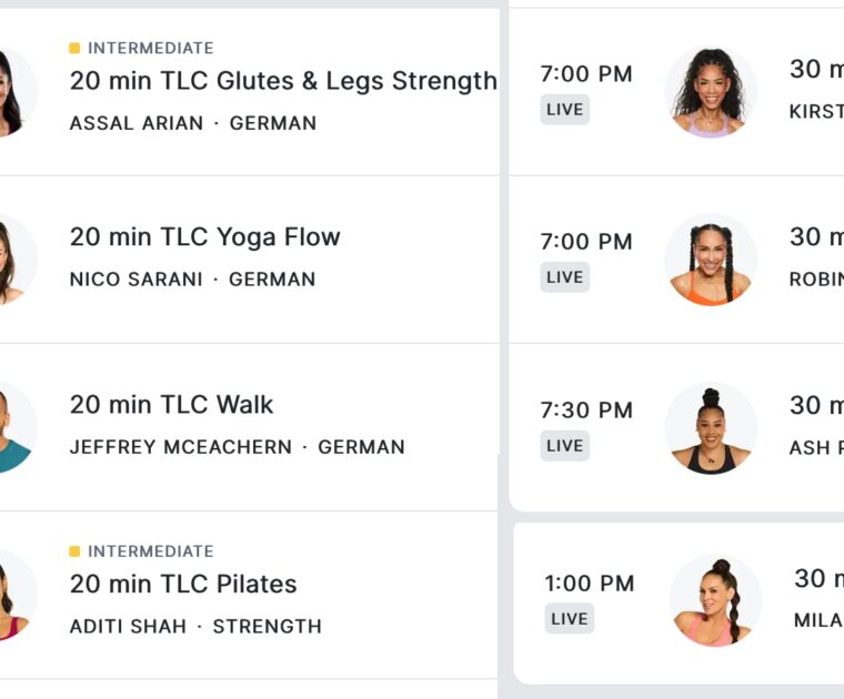 Peloton TLC classes on upcoming schedule