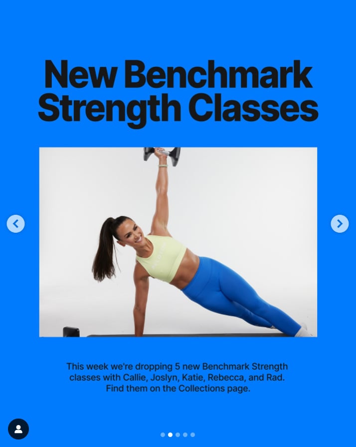 Multiple new Benchmark Strength classes will be available this week. Image credit Peloton social media.